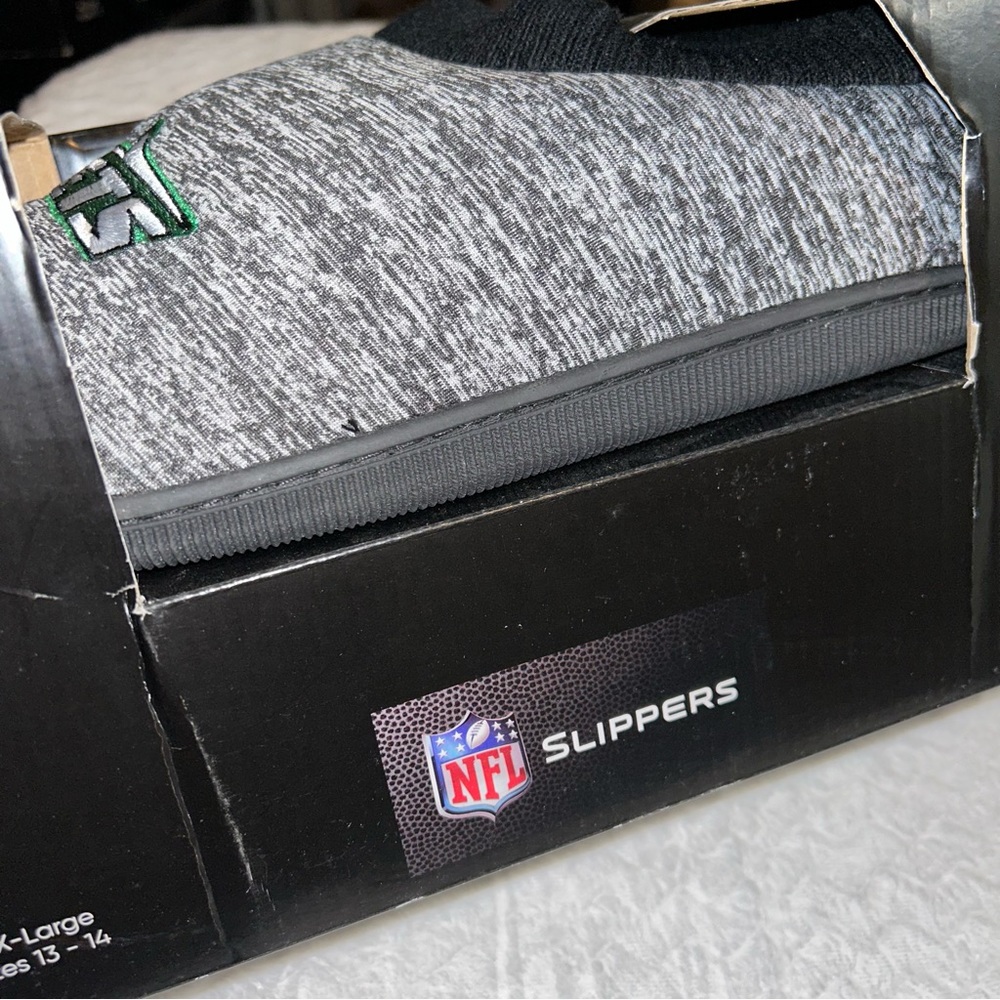 FOCO Mens NY Jets NFL Team Logo Poly Knit Cup Sole Slippers NIB
